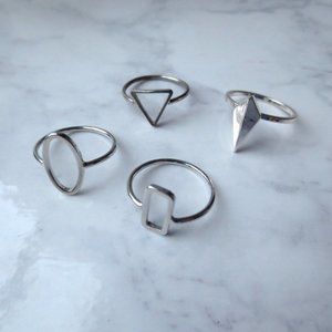 Set of Four Silver Pinkie Forefinger RIngs